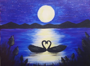 Swans At Moonlight - Paint Kit